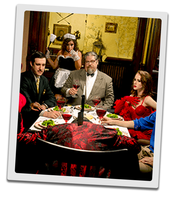 Group Seated at a Table at a Murder Mystery Dinner in Sacramento