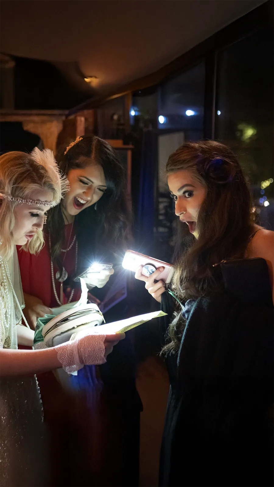 Guests at a Murder Mystery Company public dinner show in Sacramento